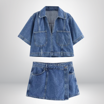 Elisa™ | Set in Denim con Scollatura a V
