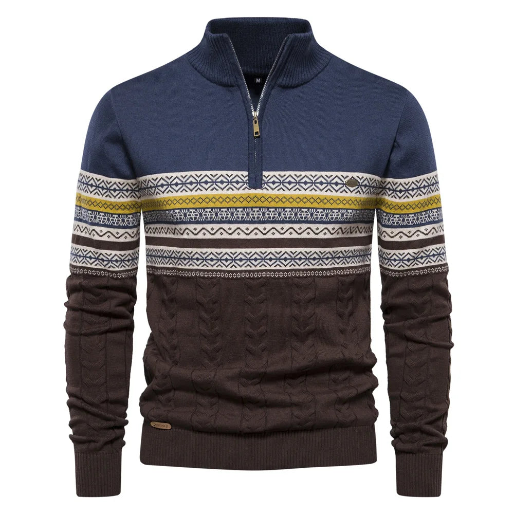 Maglione con cerniera e motivo tribale al collo