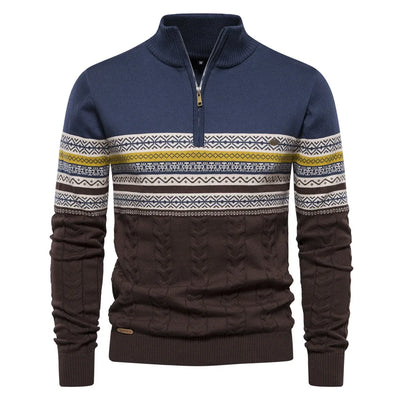 Maglione con cerniera e motivo tribale al collo