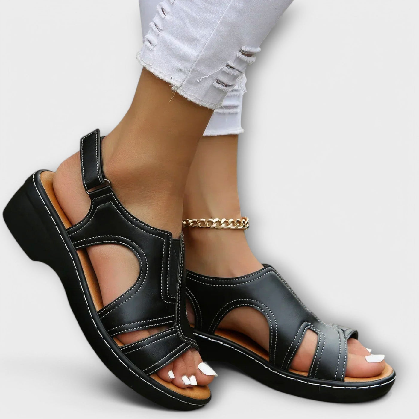 Christina™ | Sandali Ortopedici in Pelle con Tacco