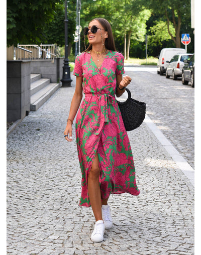 Nadine™ | Vestito Midi a Fiori Avvolgente