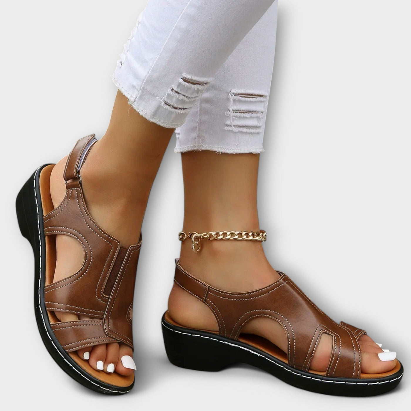 Christina™ | Sandali Ortopedici in Pelle con Tacco