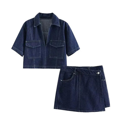Elisa™ | Set in Denim con Scollatura a V