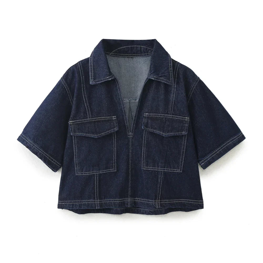 Elisa™ | Set in Denim con Scollatura a V