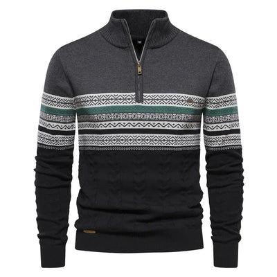Maglione con cerniera e motivo tribale al collo