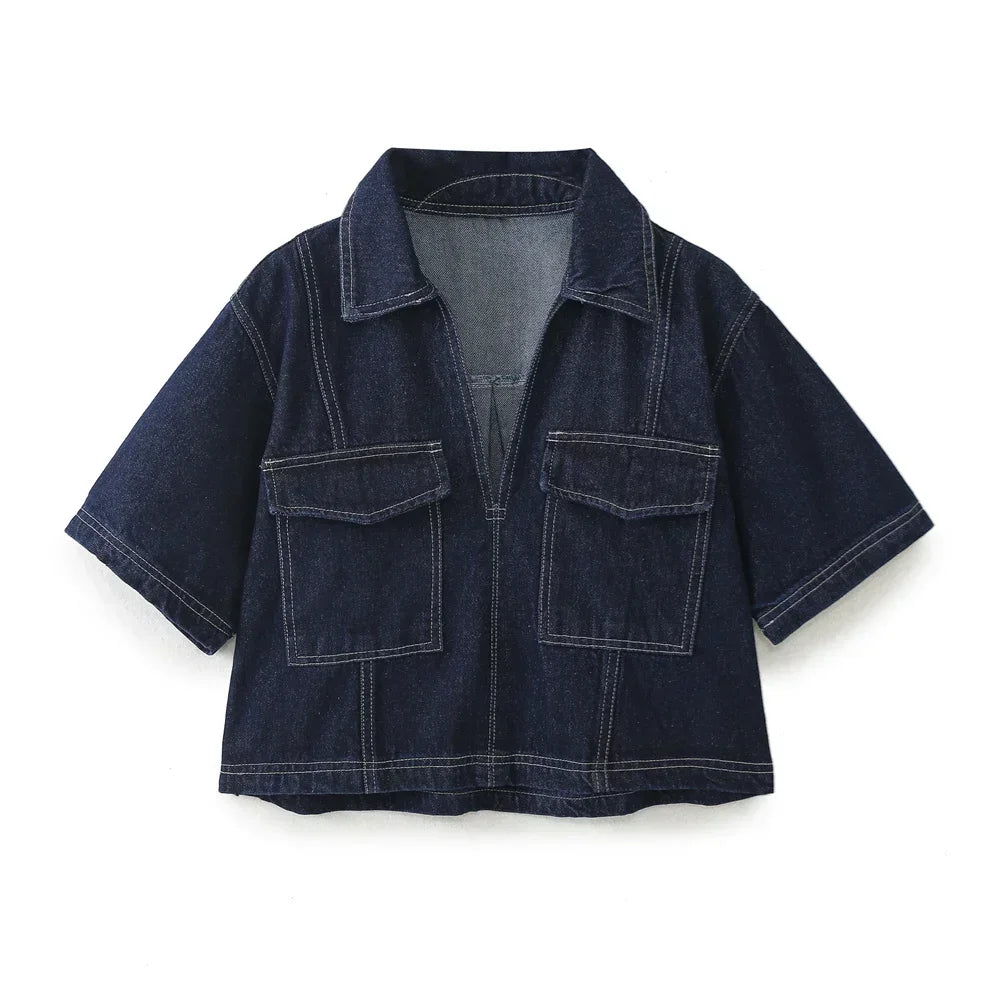 Elisa™ | Set in Denim con Scollatura a V