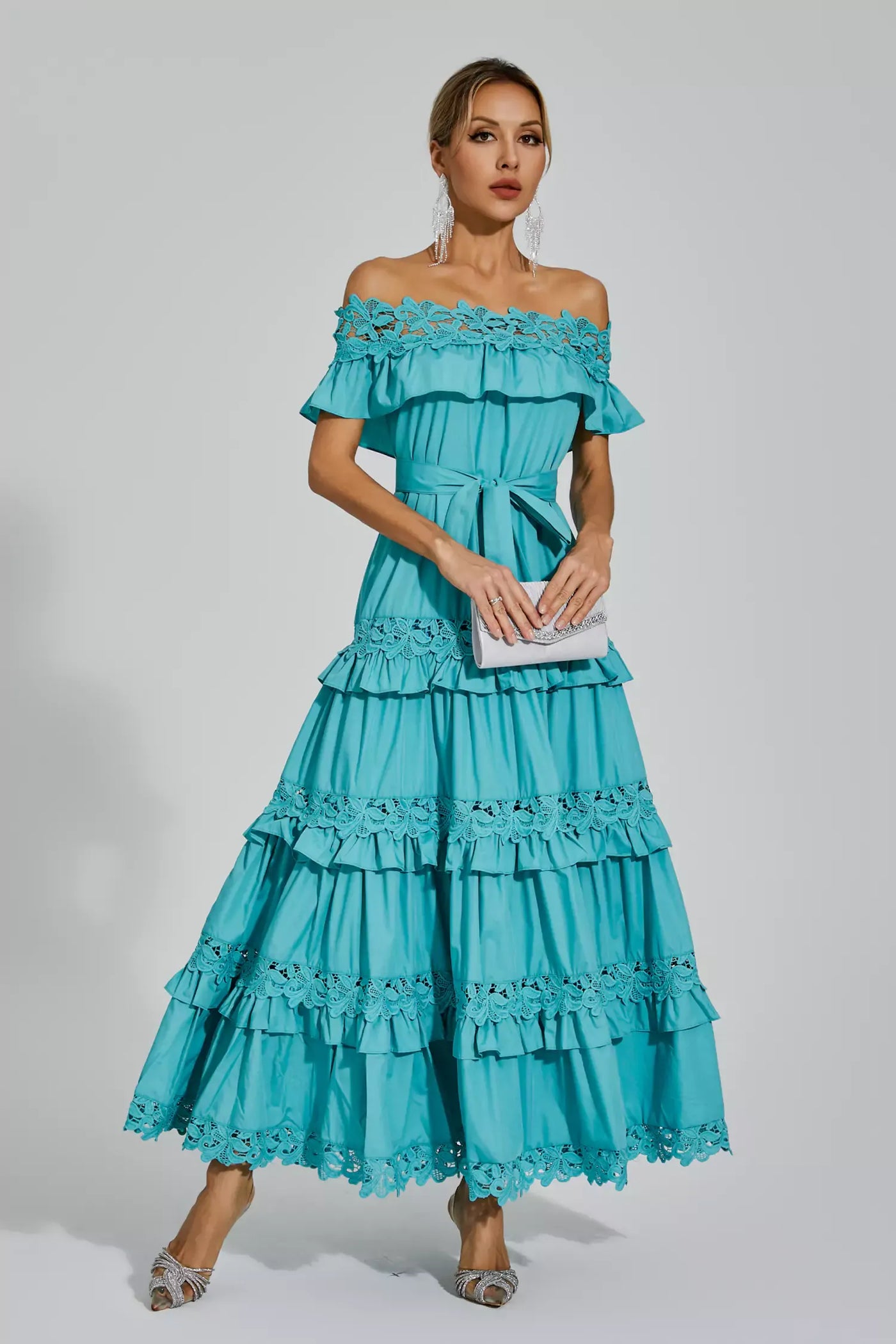 Soraya™ | Abito Maxi Off Shoulder con Rouches
