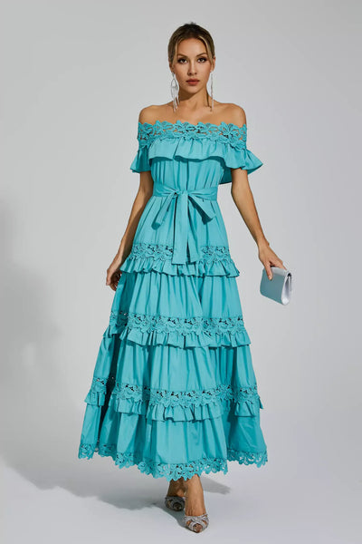 Soraya™ | Abito Maxi Off Shoulder con Rouches