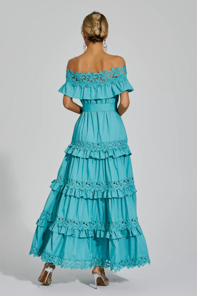 Soraya™ | Abito Maxi Off Shoulder con Rouches