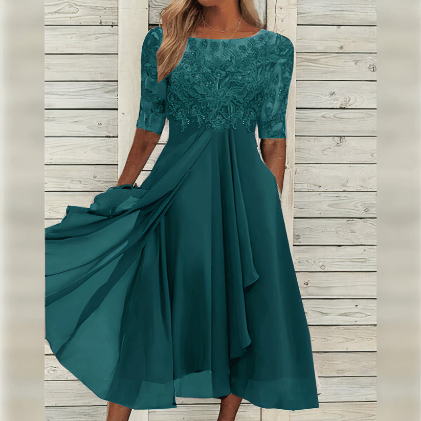 Taryn™ | Abito Midi in Pizzo Elegante