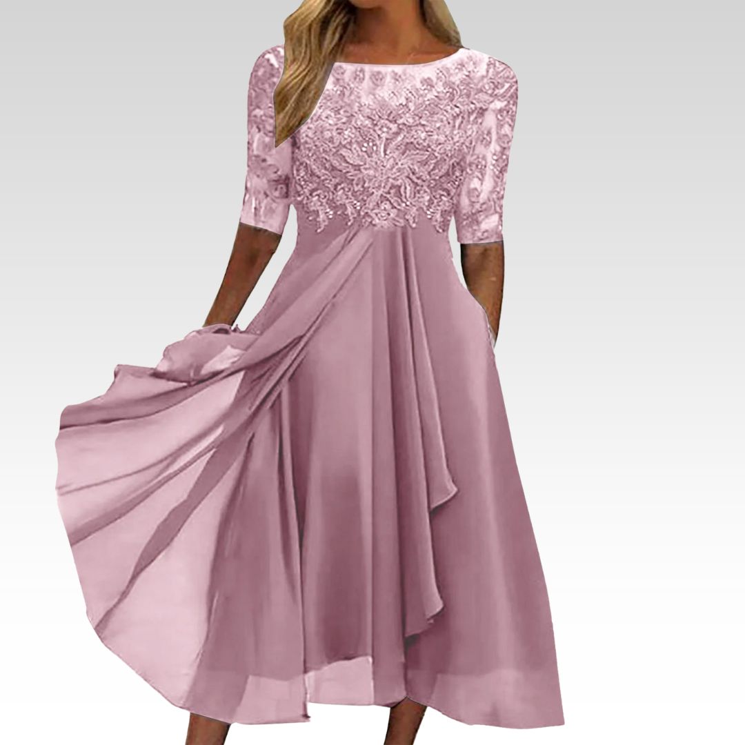 Taryn™ | Abito Midi in Pizzo Elegante