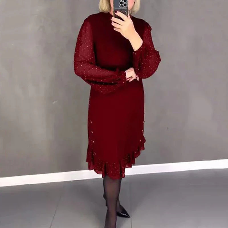 Jbobibon | Abito elegante a pois con dettagli con bottoni