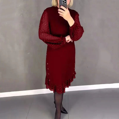Jbobibon | Abito elegante a pois con dettagli con bottoni