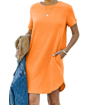Cinzia | Abito T-shirt casual a maniche corte con tasca