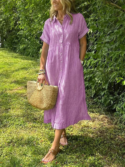 Angela™ | Abito Camicia a Righe