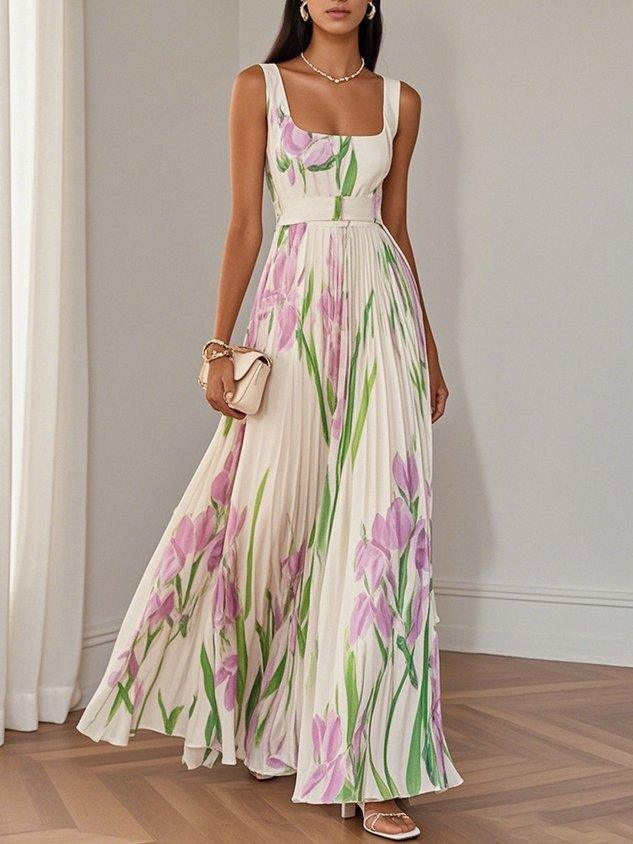 Marina™ | Abito Maxi in Chiffon Plissé