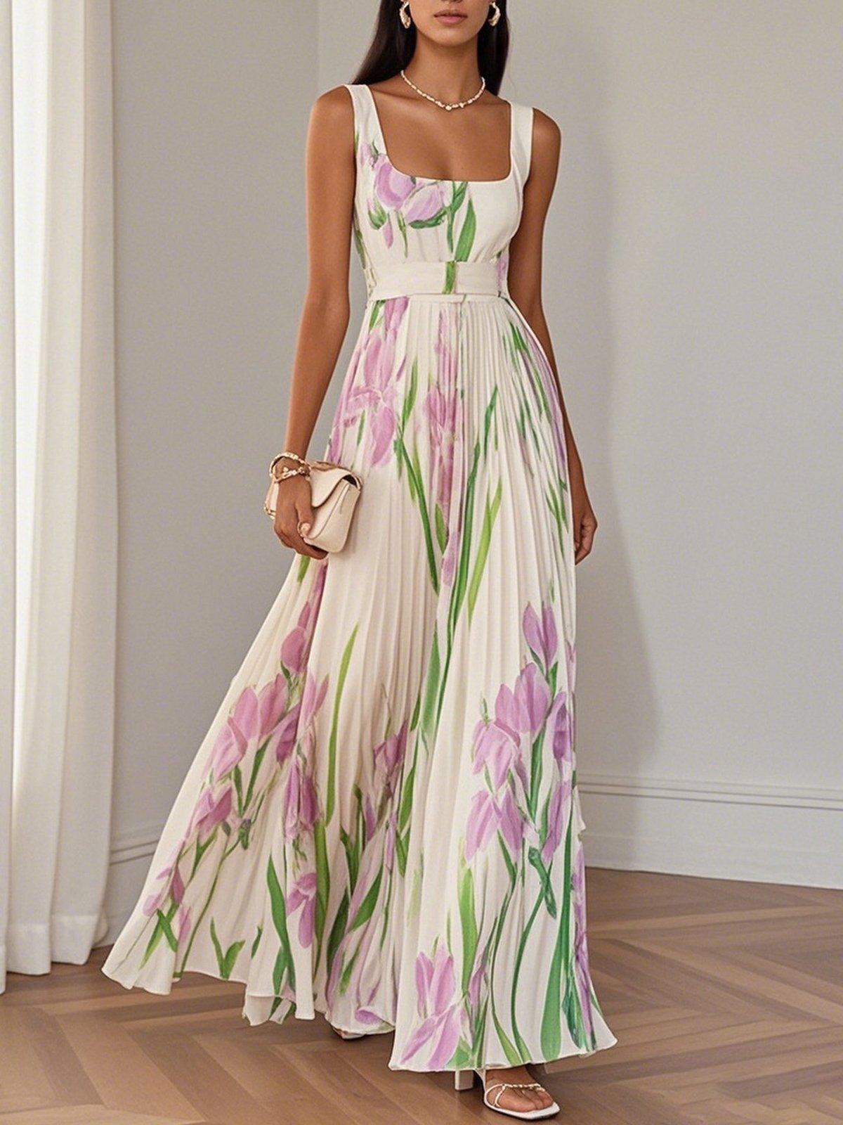 Marina™ | Abito Maxi in Chiffon Plissé