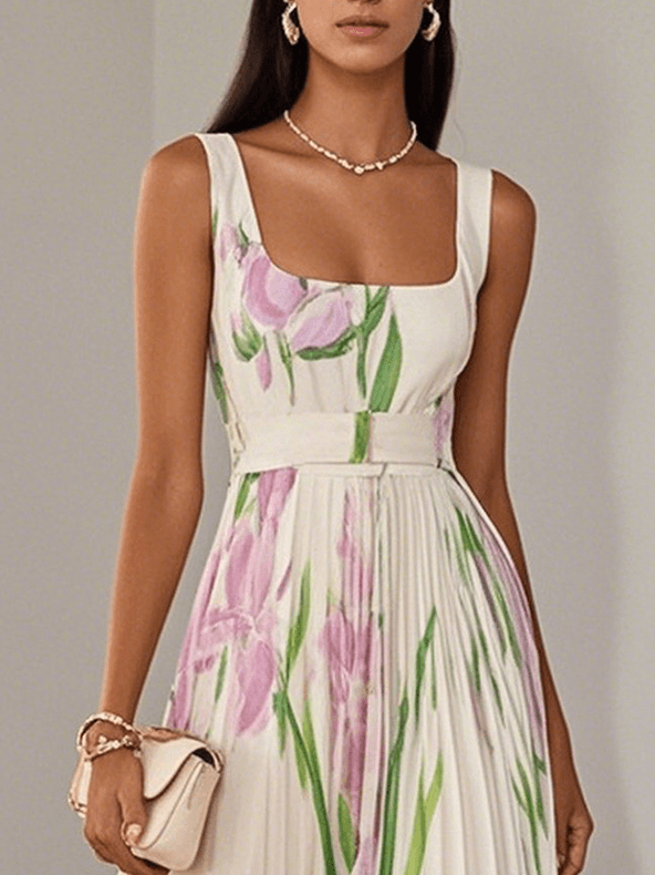 Marina™ | Abito Maxi in Chiffon Plissé