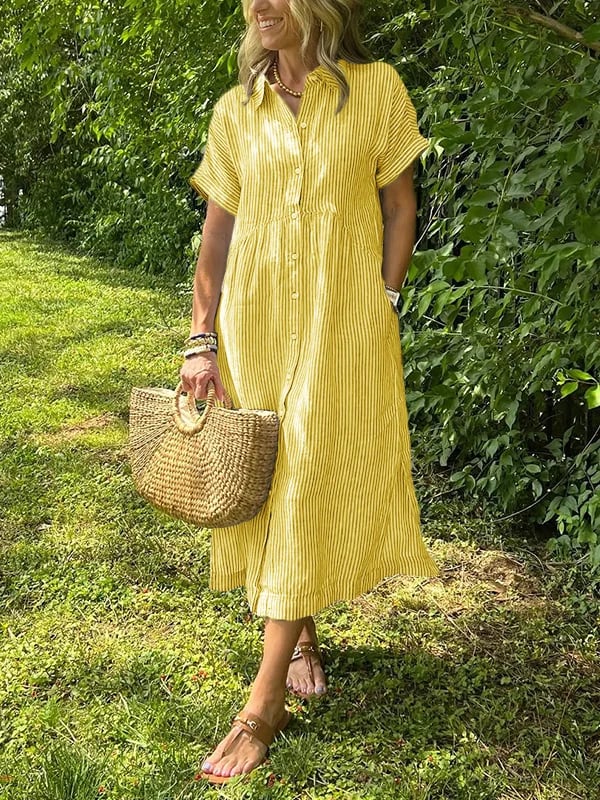Angela™ | Abito Camicia a Righe
