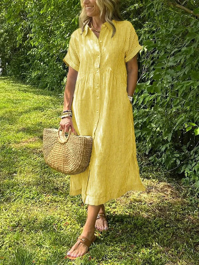 Angela™ | Abito Camicia a Righe