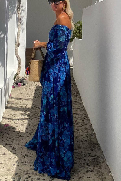 Bianca™ | Abito lungo floreale spalle scoperte