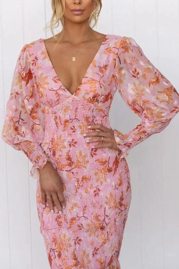 Melissa™ | Abito Midi con Rouches Floreale