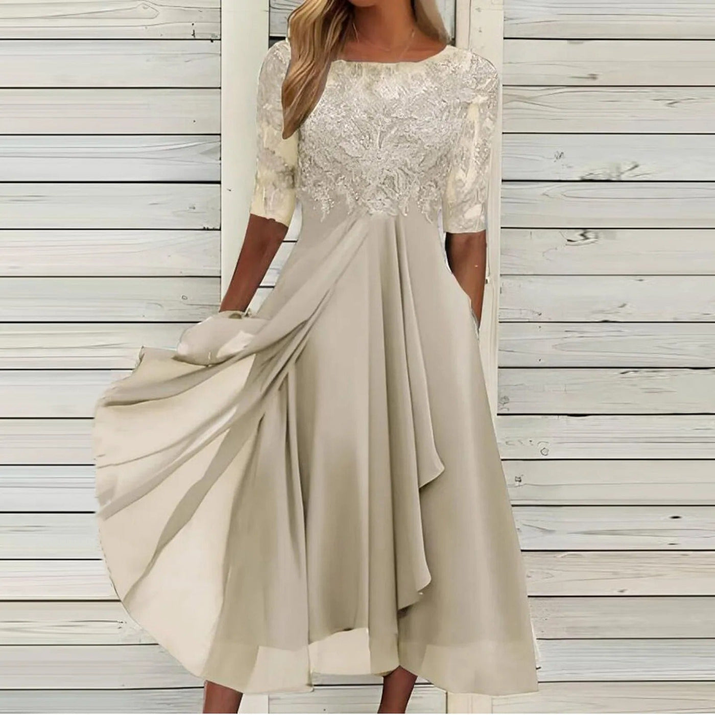 Taryn™ | Abito Midi in Pizzo Elegante