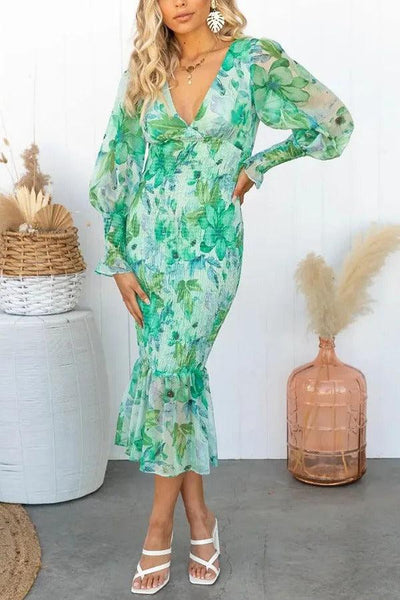 Melissa™ | Abito Midi con Rouches Floreale