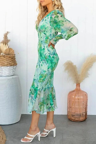 Melissa™ | Abito Midi con Rouches Floreale