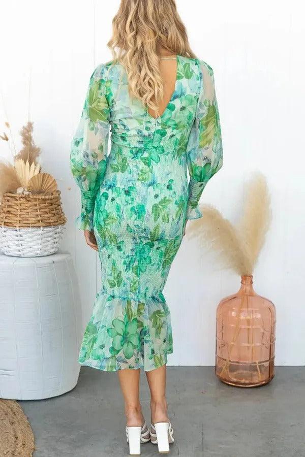 Melissa™ | Abito Midi con Rouches Floreale