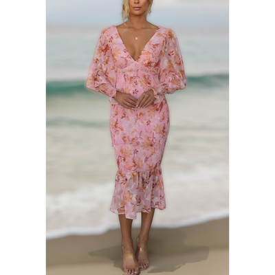 Melissa™ | Abito Midi con Rouches Floreale