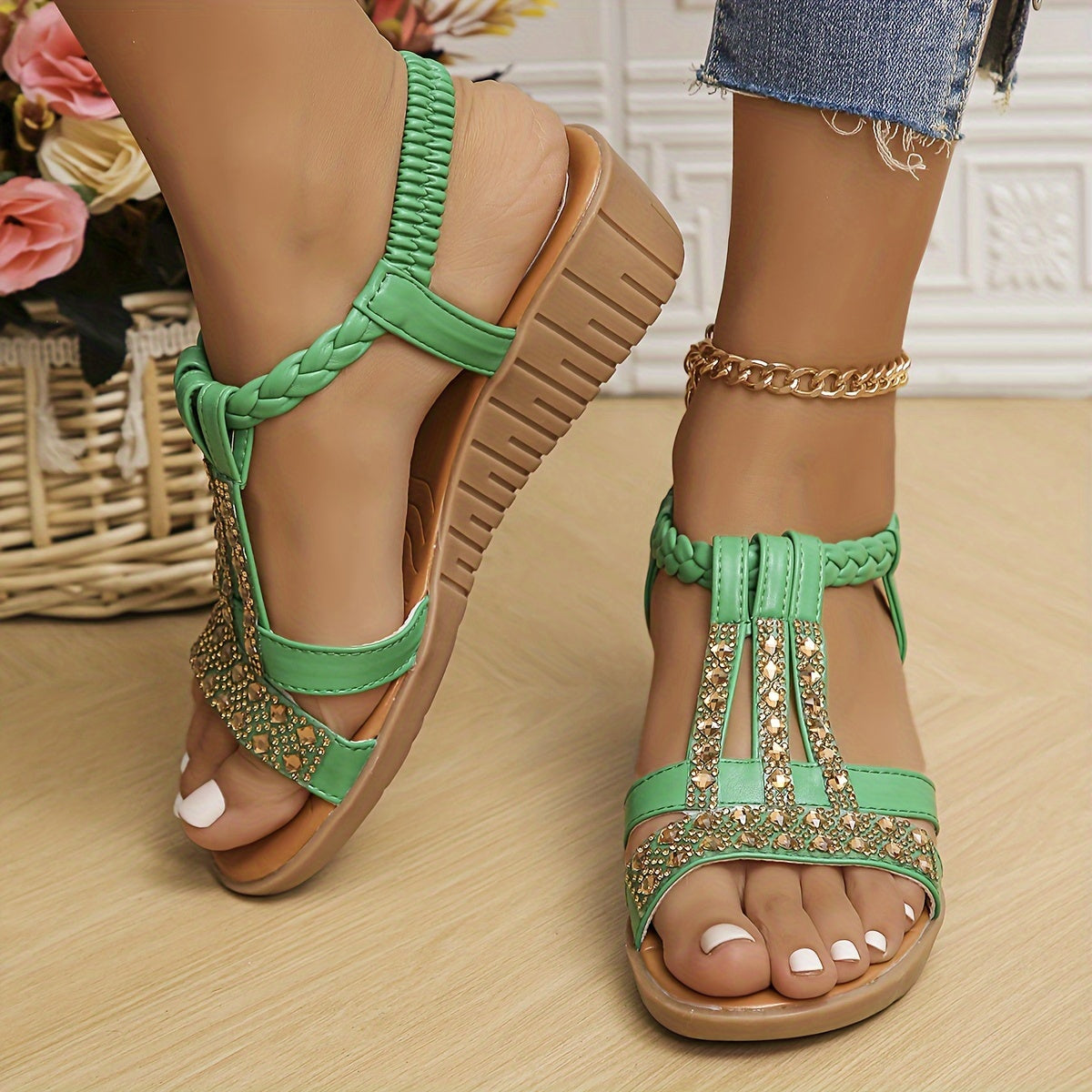 Elara™ | Sandali Intrecciati in Cristallo