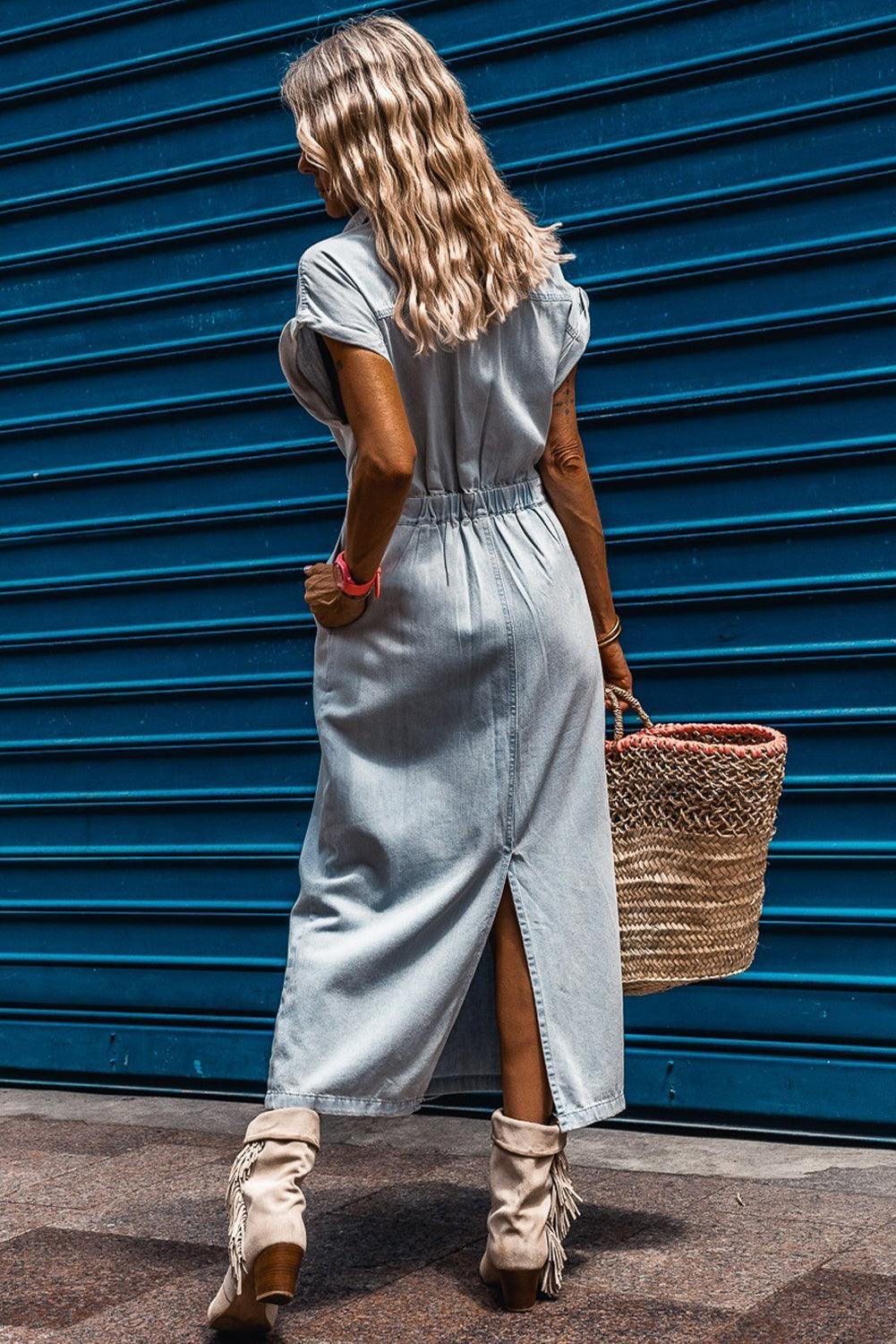Vittoria™ | Abito in Denim con Maniche Pipistrello