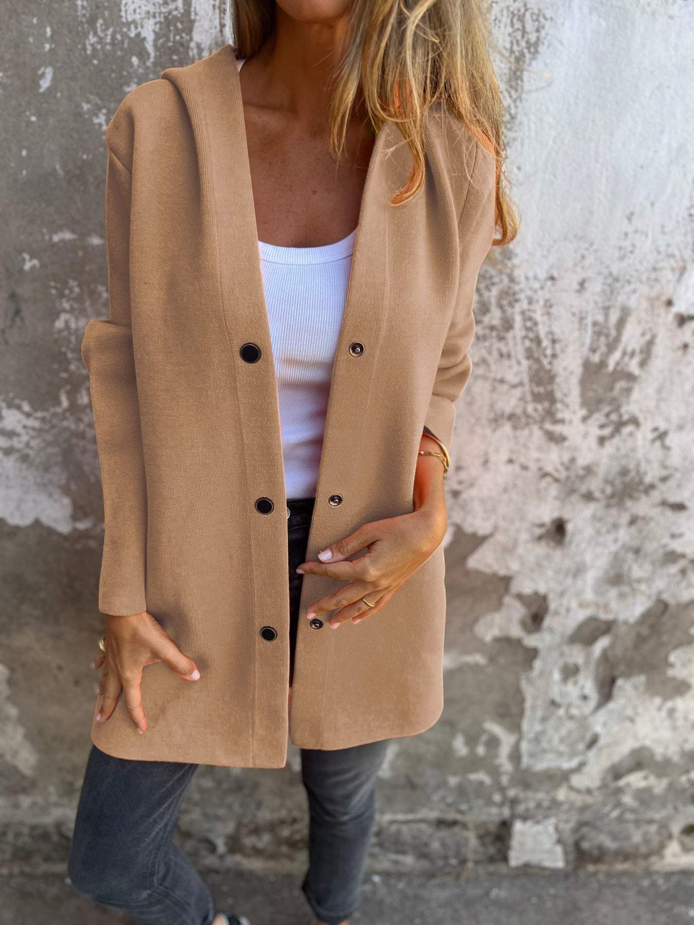 Sofia™ | Giacca Casual con Cappuccio e Bottoni