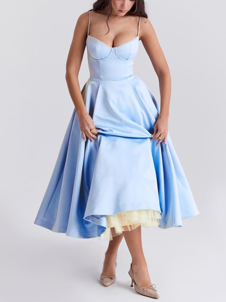 Celeste™ | Abito Midi in Tulle Blu