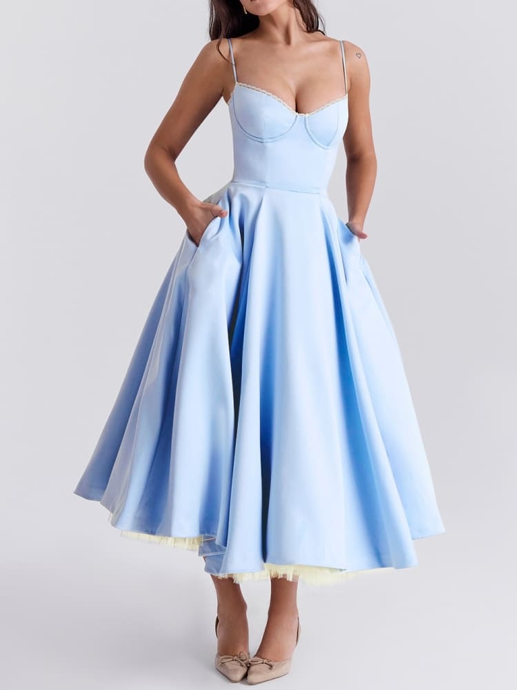 Celeste™ | Abito Midi in Tulle Blu