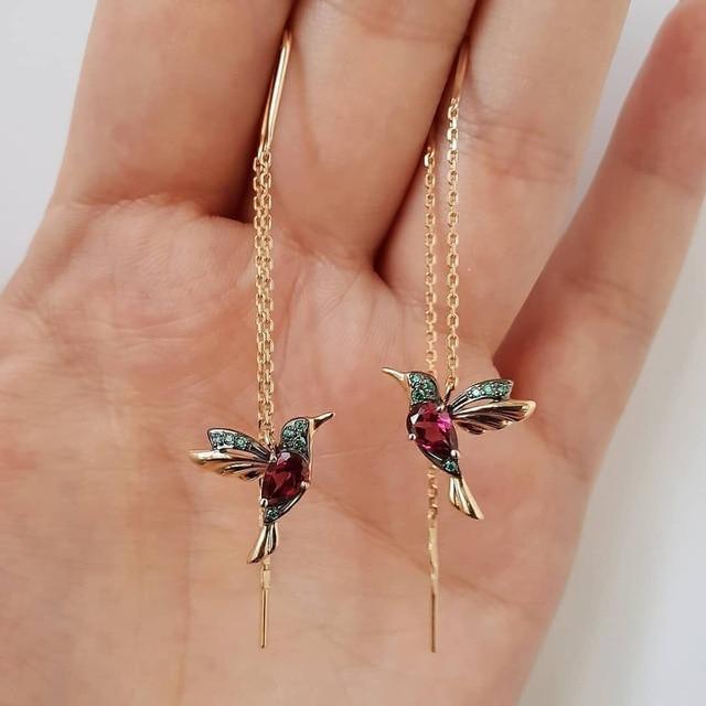 Chiara™ | Orecchini Colibrì Dorati