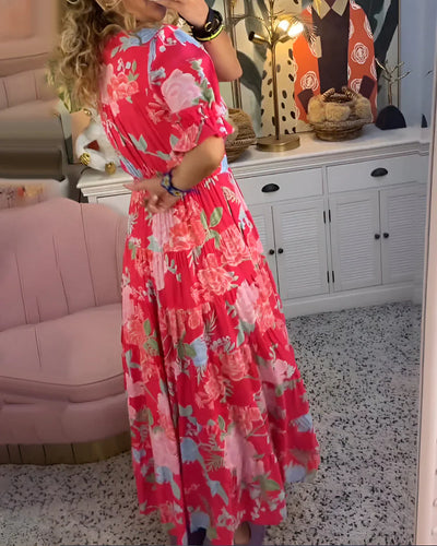 Carine | Abito a fiori con scollo a V e tasca