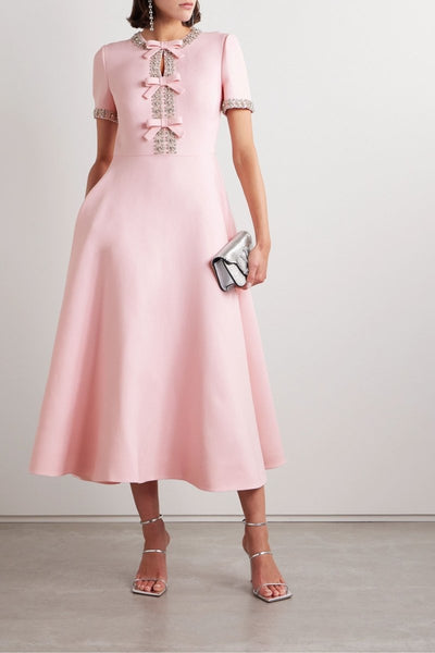 Valentina™ | Abito midi rosa cristalli